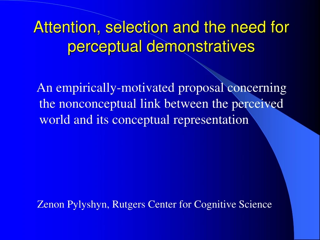 attention selection and the need for perceptual demonstratives