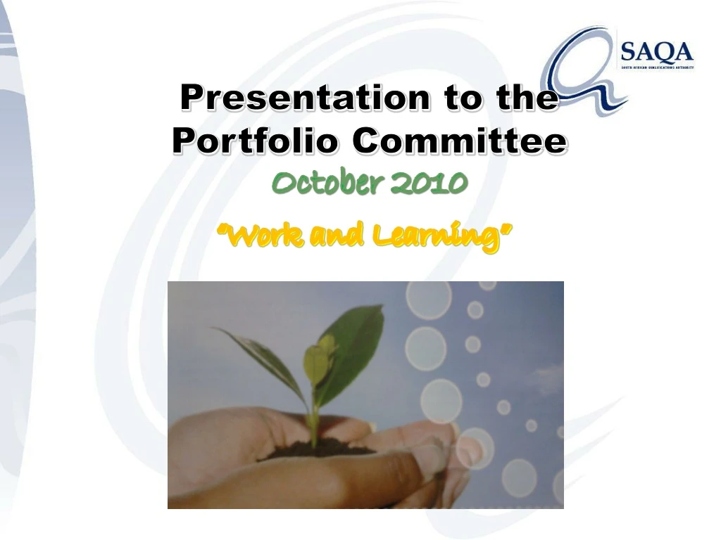 presentation to the portfolio committee october