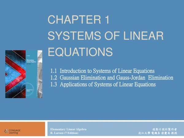 Chapter 1 Systems of Linear Equations