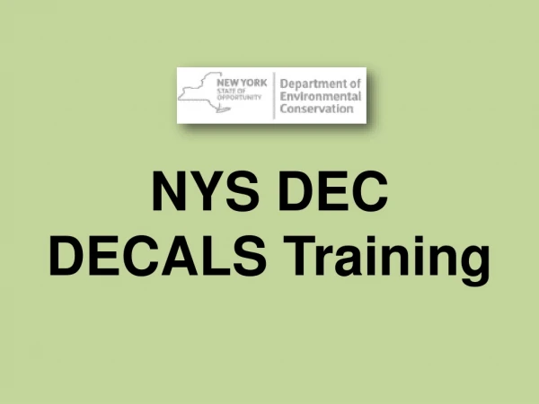 NYS DEC  DECALS Training