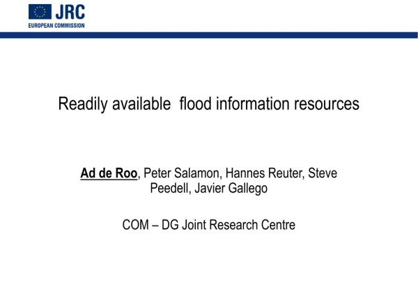 Readily available  flood information resources