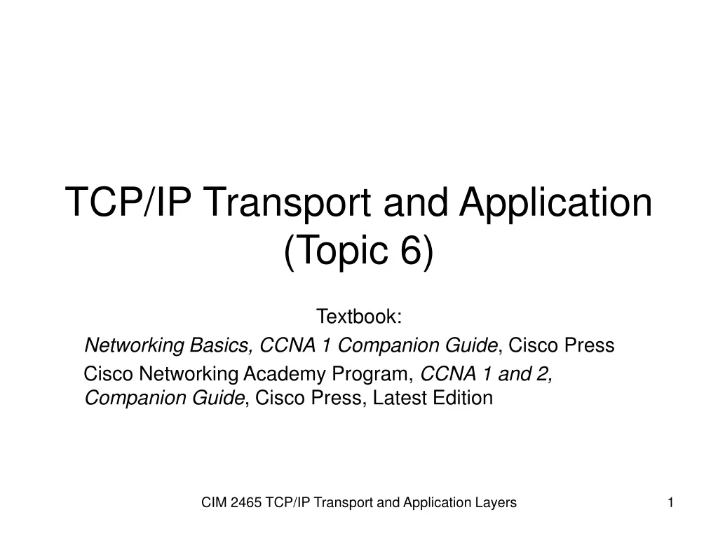 tcp ip transport and application topic 6