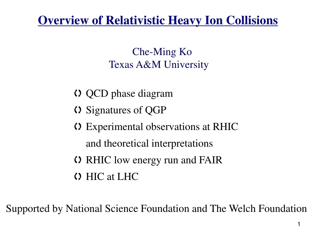 overview of relativistic heavy ion collisions