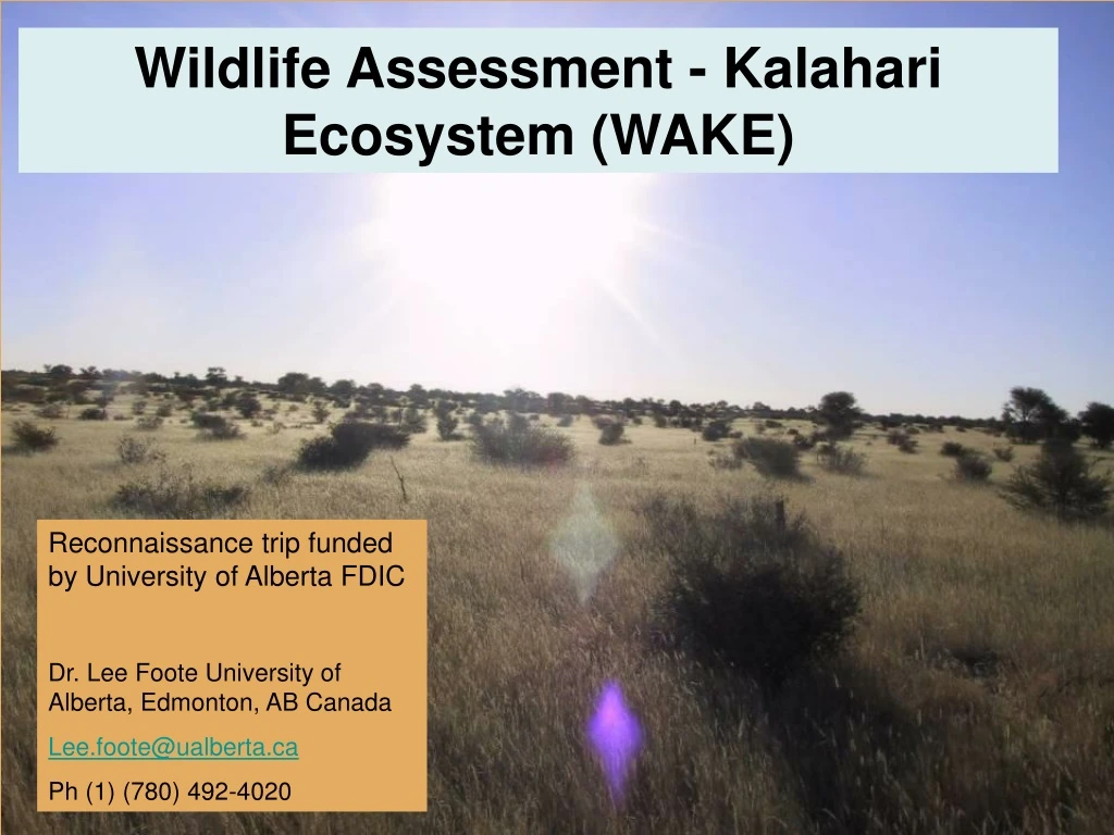 wildlife assessment kalahari ecosystem wake