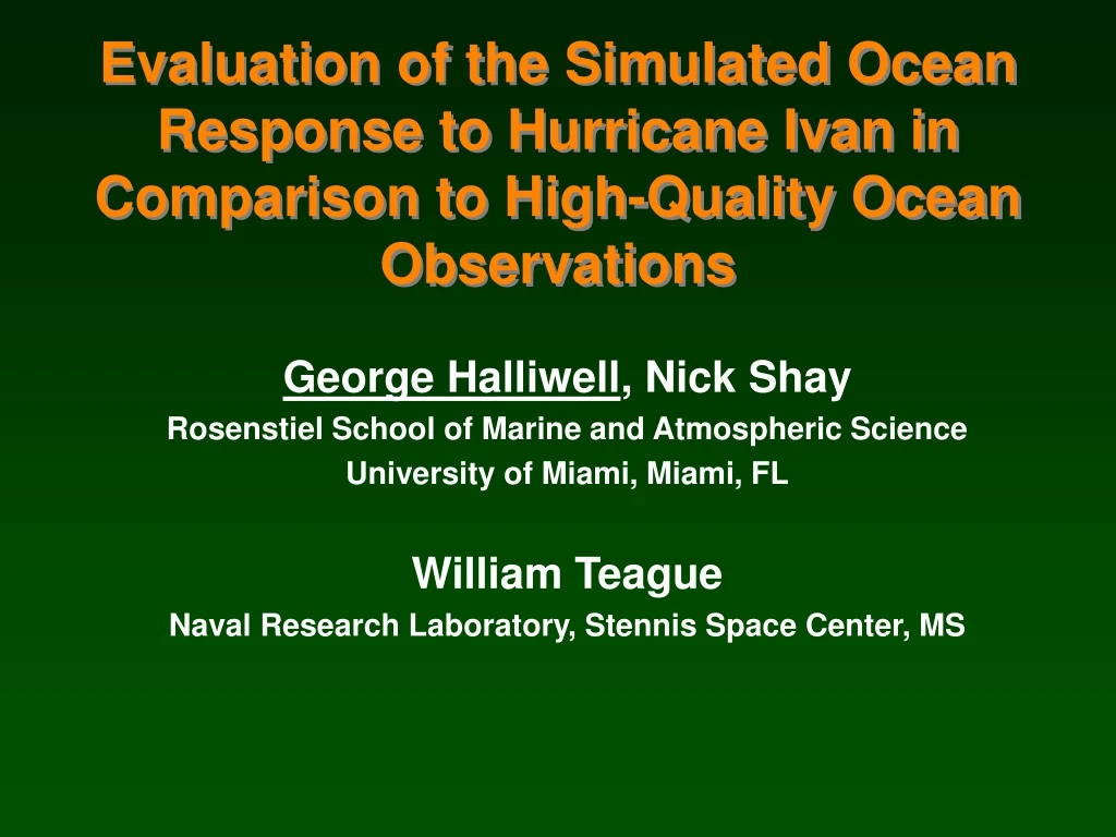 evaluation of the simulated ocean response