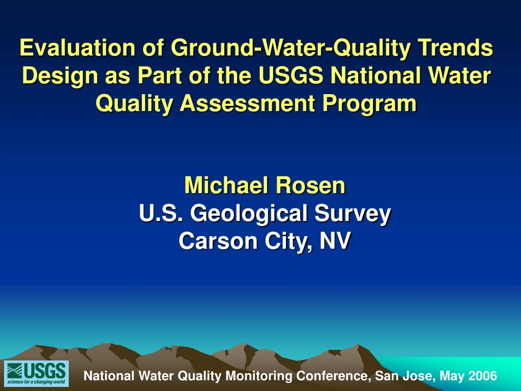 evaluation of ground water quality trends design