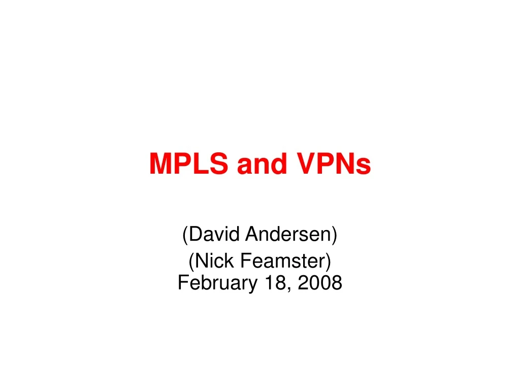 mpls and vpns