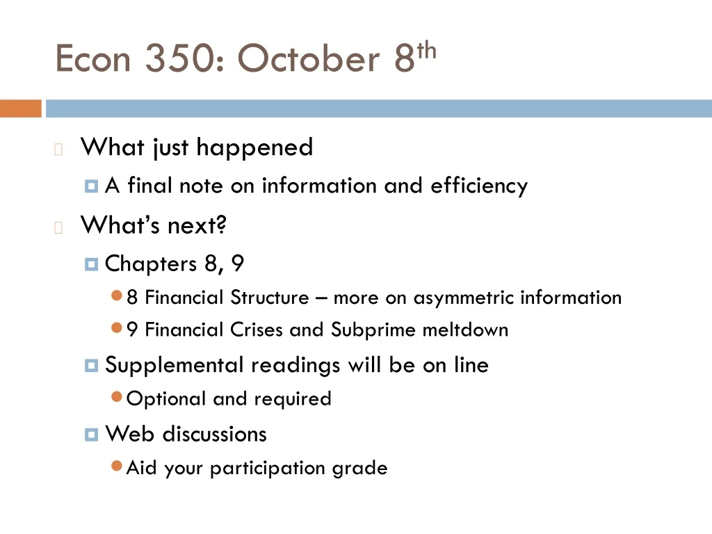 econ 350 october 8 th