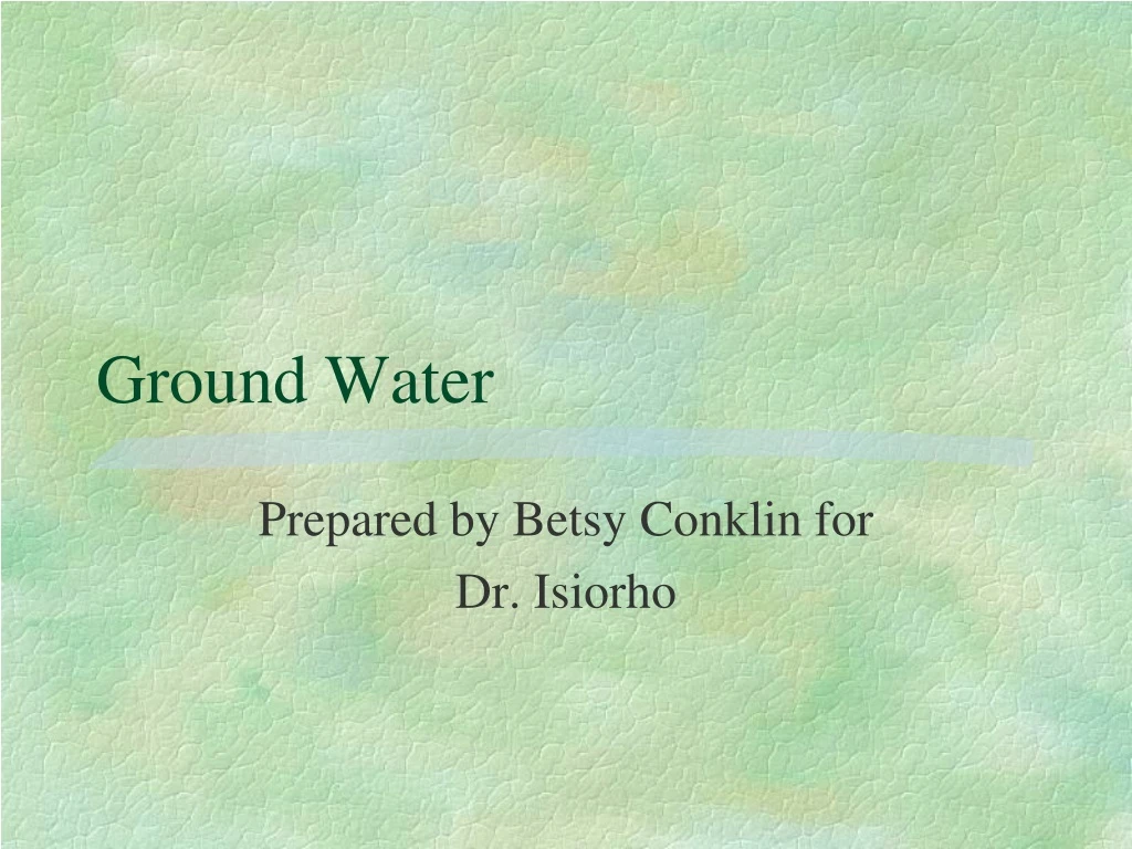 ground water