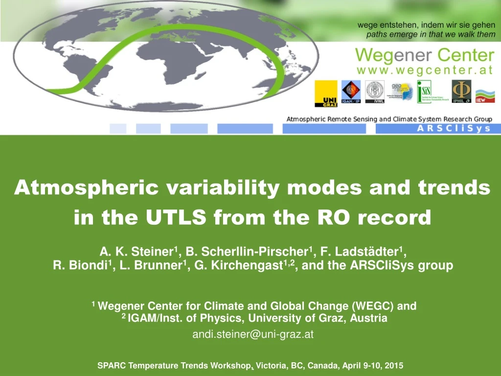 atmospheric variability modes and trends in the utls from the ro record
