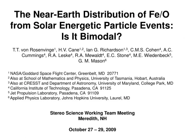 The Near-Earth Distribution of Fe/O from Solar Energetic Particle Events:  Is It Bimodal?