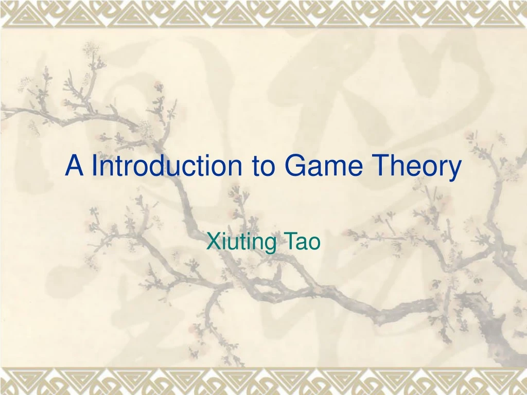a introduction to game theory