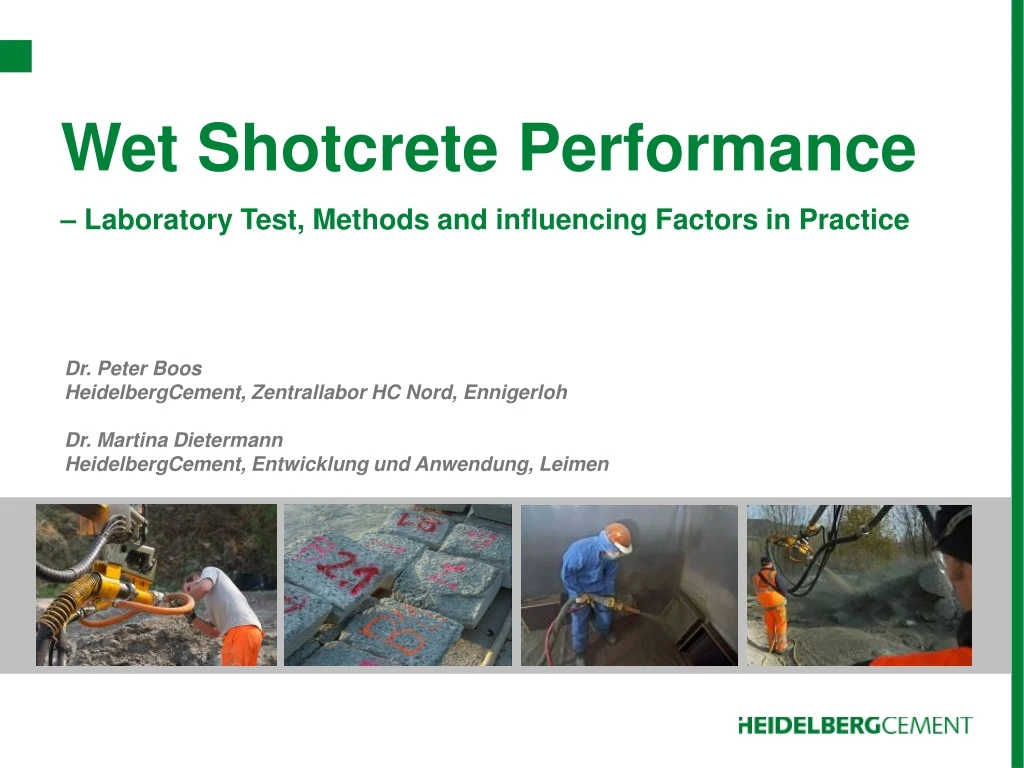 wet shotcrete performance laboratory test methods