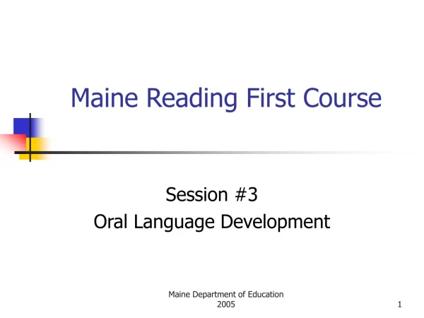 Maine Reading First Course