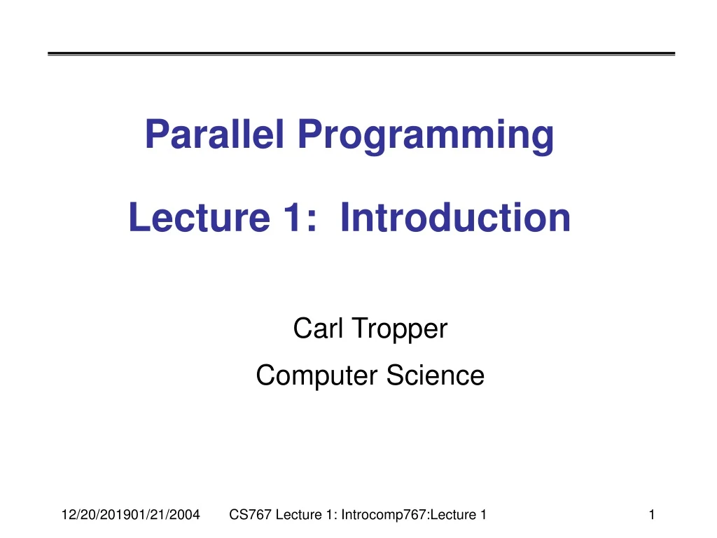 parallel programming lecture 1 introduction