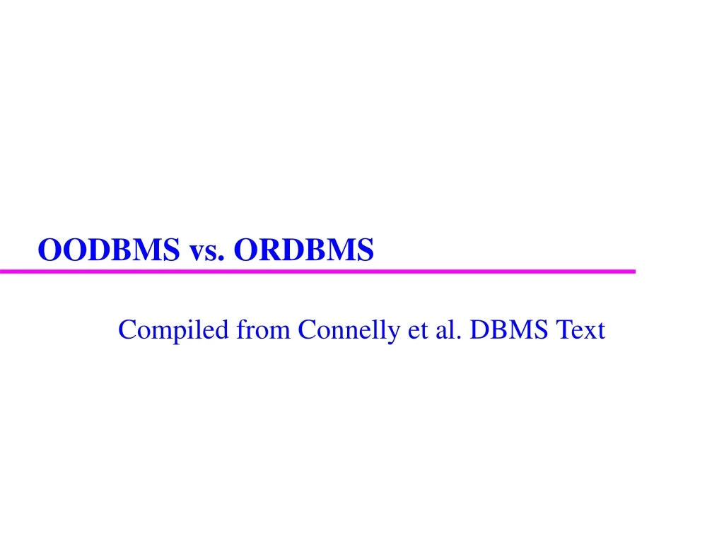 oodbms vs ordbms