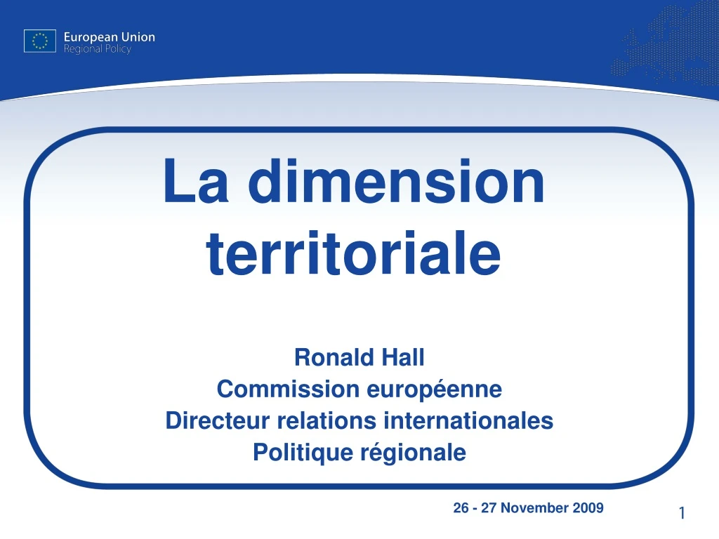 la dimension territoriale