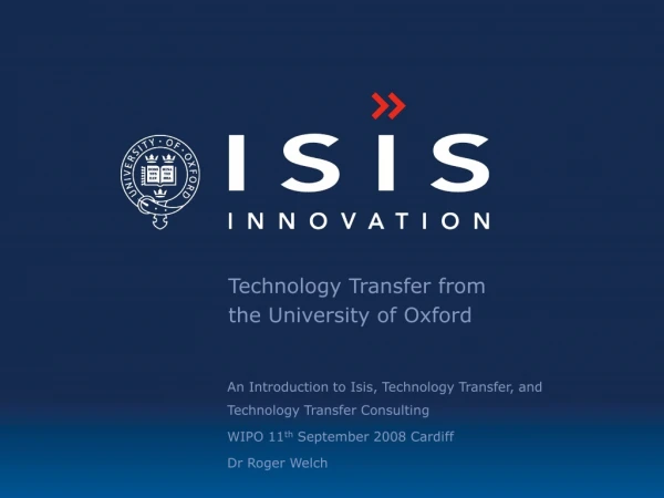 Technology Transfer from  the University of Oxford
