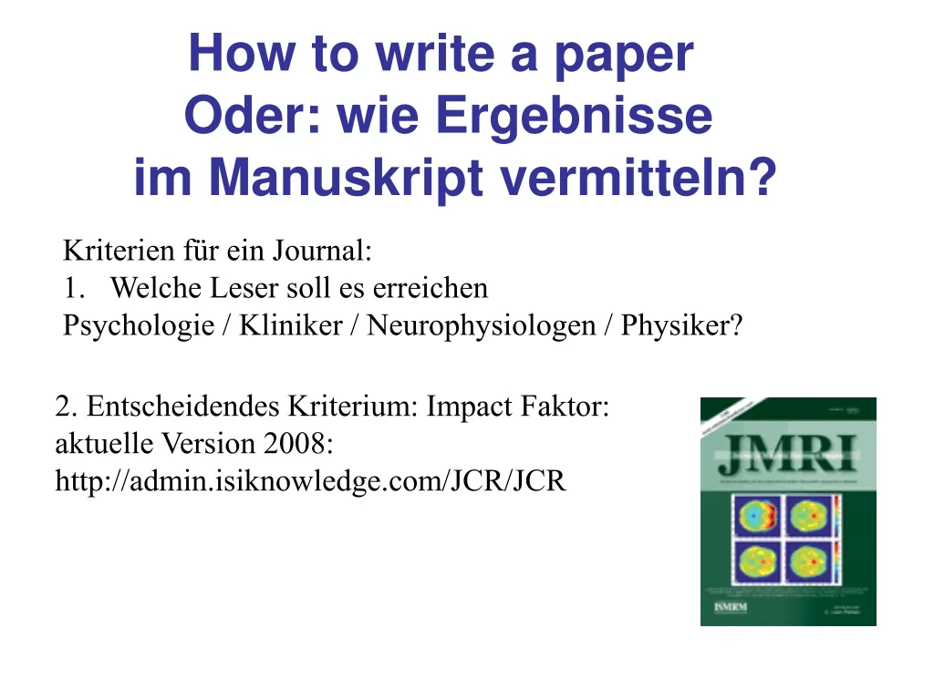 how to write a paper oder wie ergebnisse