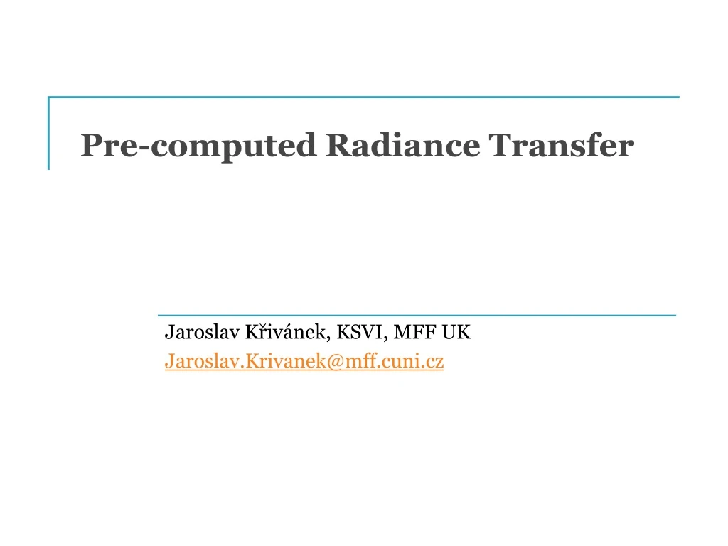 pre computed radiance transfer