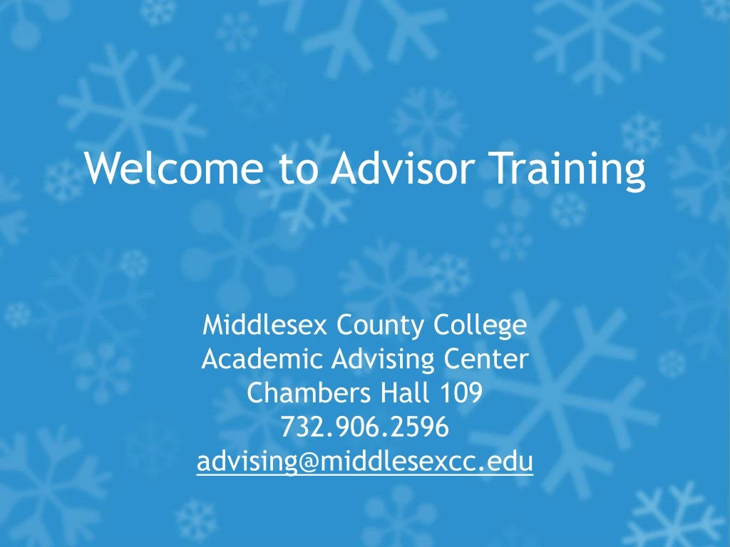 welcome to advisor training