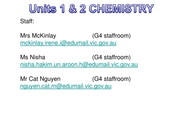 Units 1 &amp; 2 CHEMISTRY