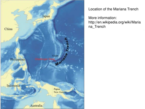 Location of the Mariana Trench More information: en.wikipedia/wiki/Mariana_Trench