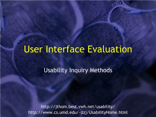 User Interface Evaluation