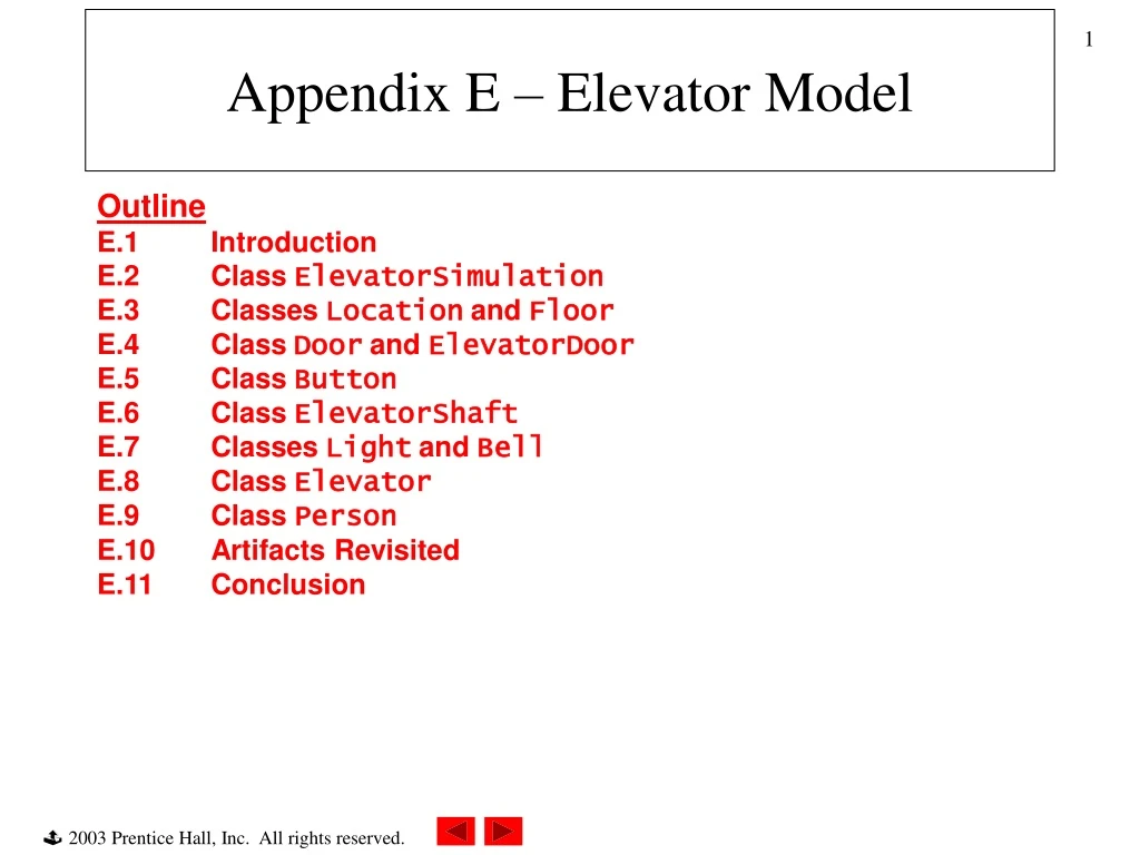 appendix e elevator model
