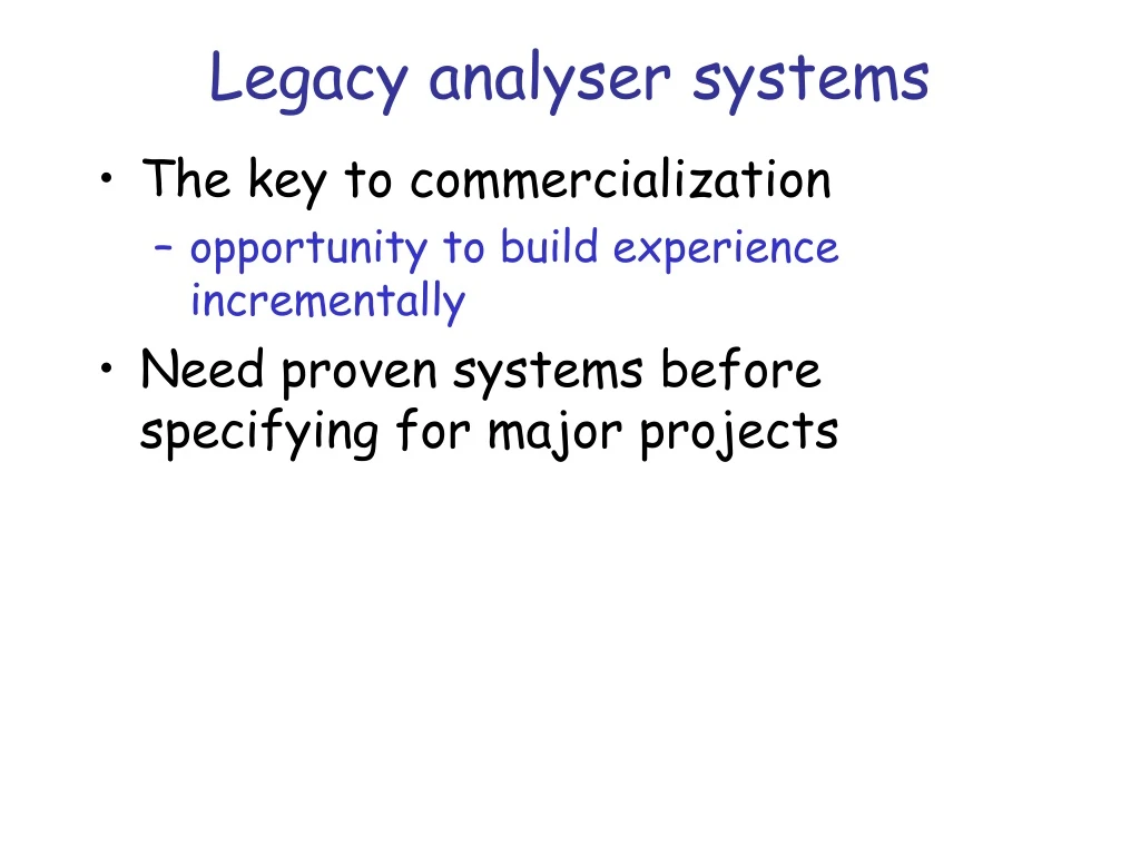 legacy analyser systems