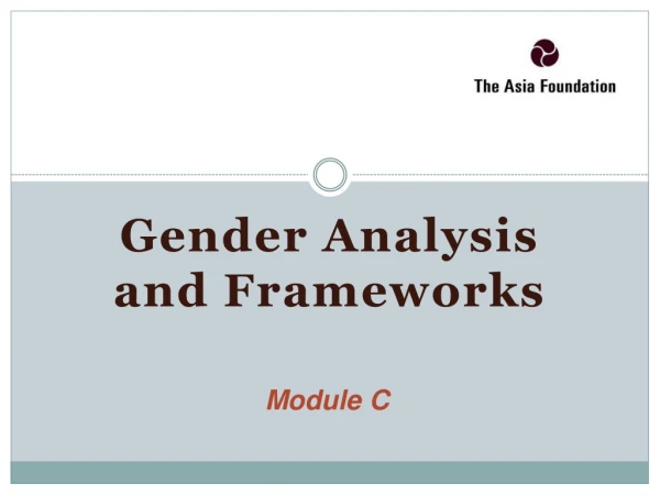 Gender Analysis and Frameworks