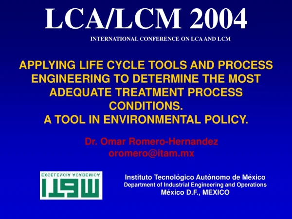 I nstituto Tecnológico Autónomo de México Department of Industrial Engineering and Operations