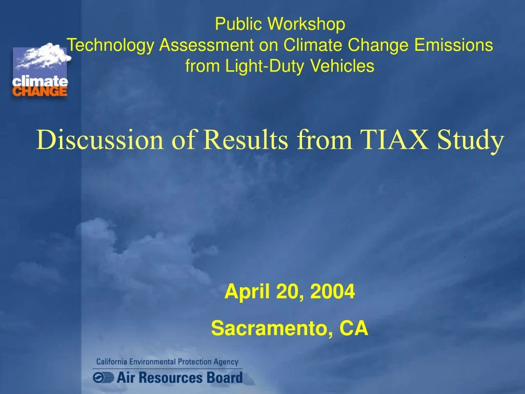 public workshop technology assessment on climate change emissions from light duty vehicles
