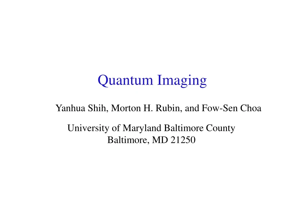 quantum imaging
