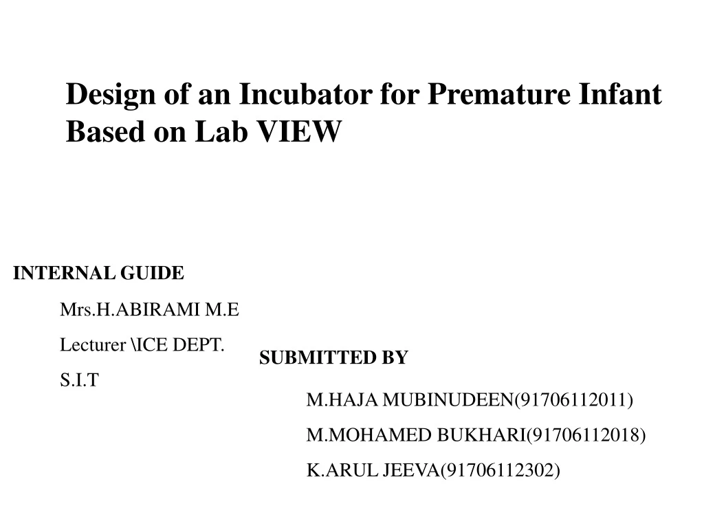 design of an incubator for premature infant based