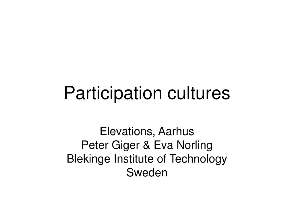 participation cultures
