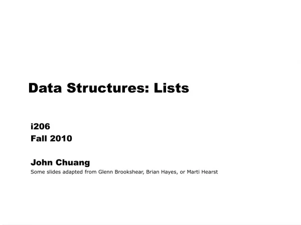 Data Structures: Lists