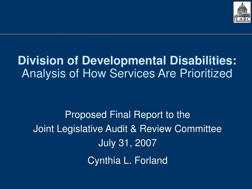 division of developmental disabilities analysis of how services are prioritized