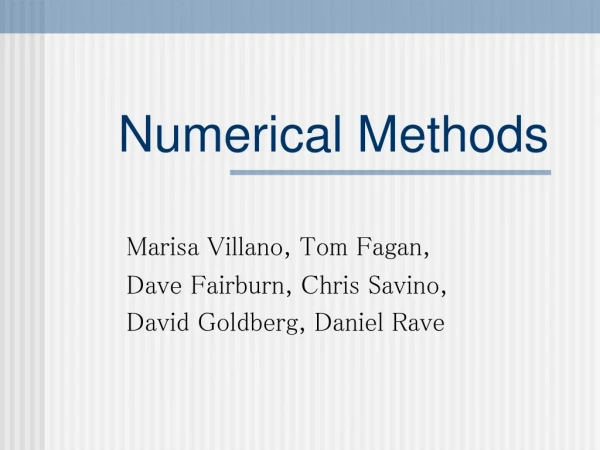 Numerical Methods