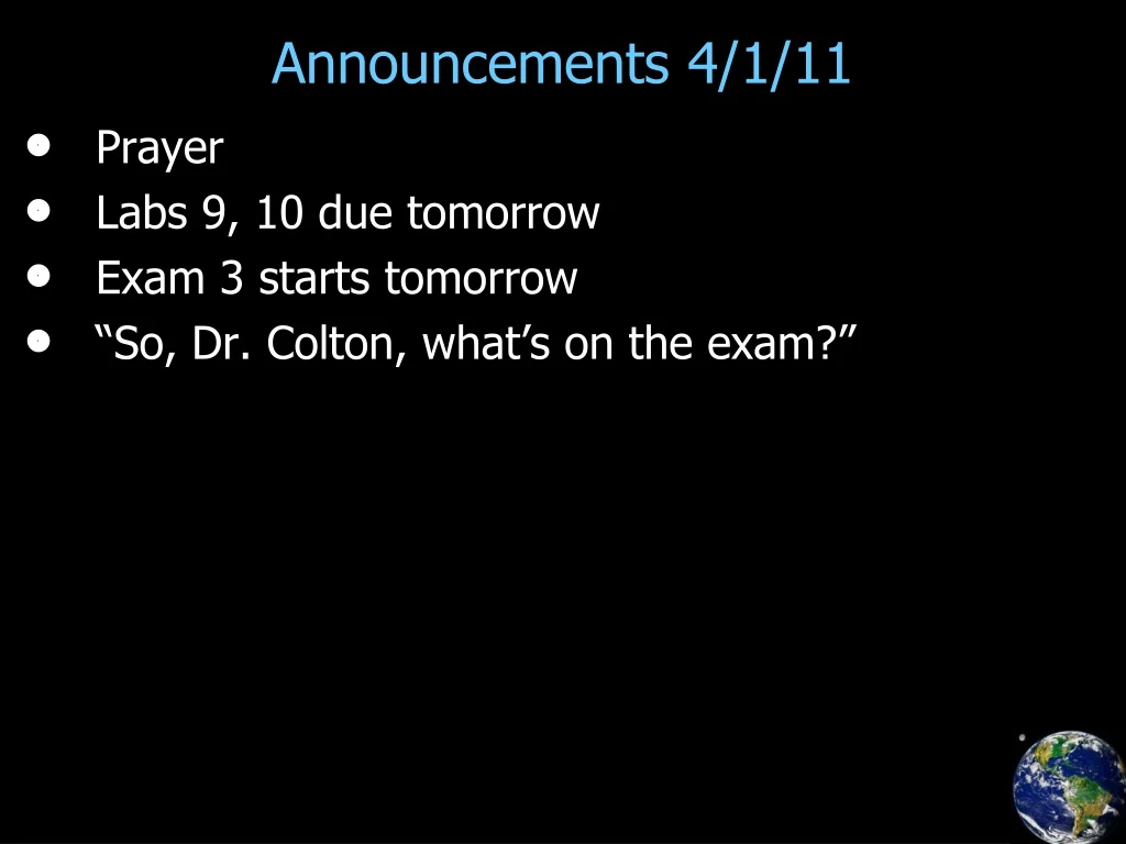 announcements 4 1 11