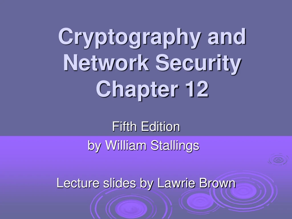 cryptography and network security chapter 12