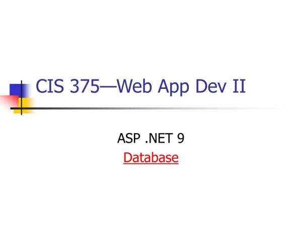 CIS 375—Web App Dev II