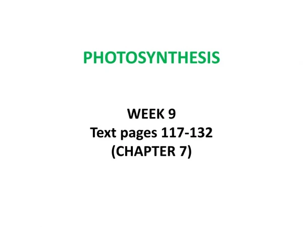 PHOTOSYNTHESIS