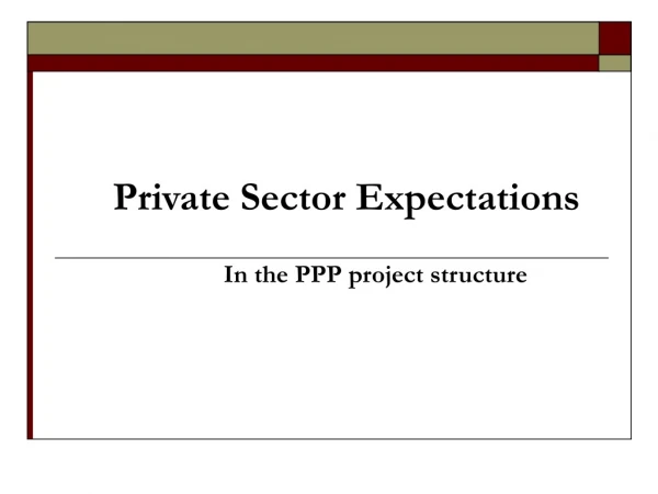 Private Sector Expectations In the PPP project structure