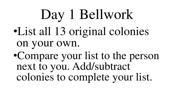 Day 1 Bellwork