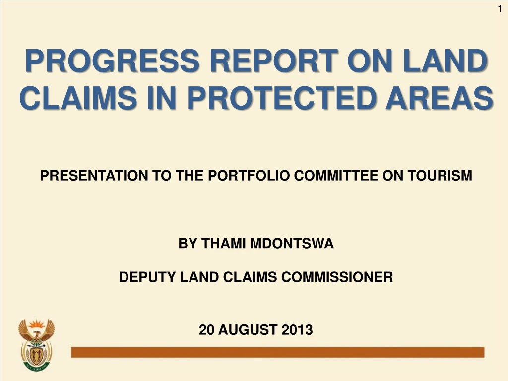 progress report on land claims in protected areas