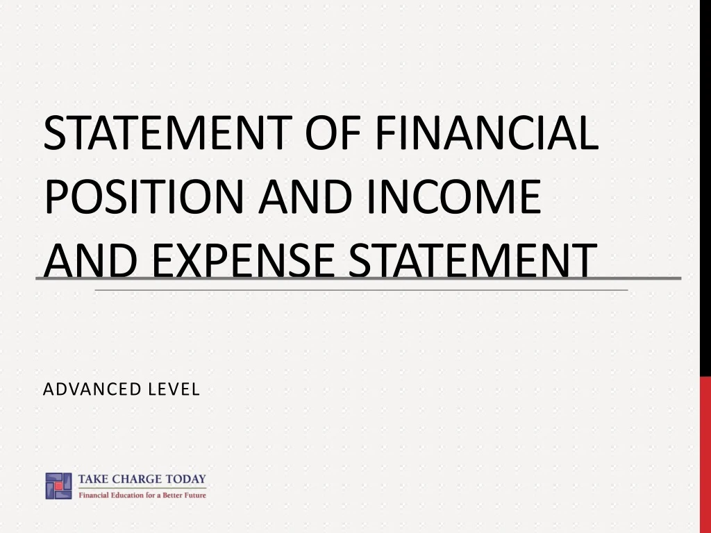 statement of financial position and income and expense statement