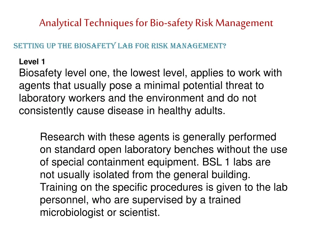analytical techniques for bio safety risk management