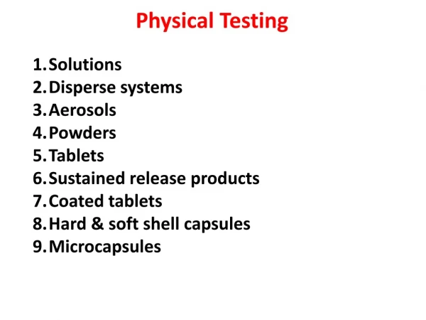 Physical Testing