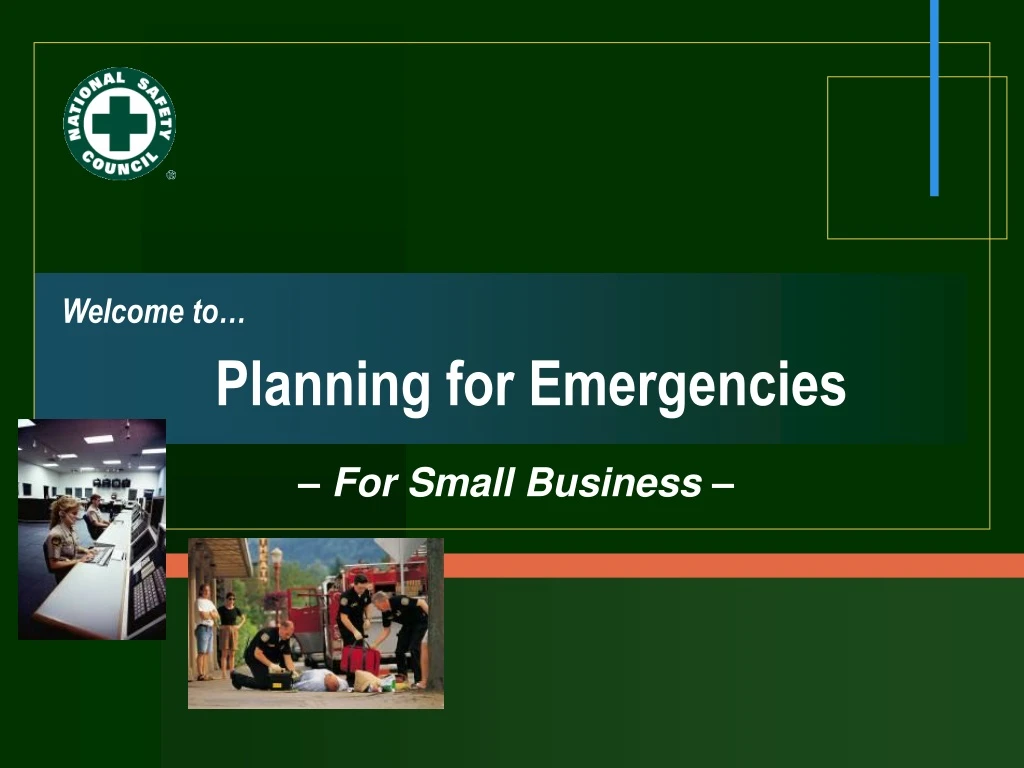 welcome to planning for emergencies